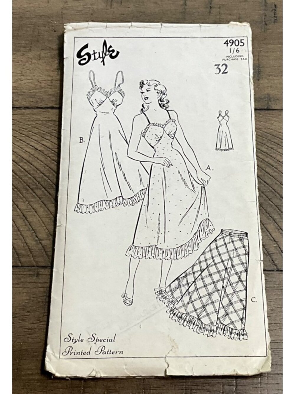 Vintage Style Sewing Pattern 4905 Bust 32 Lingerie Slip Underskirt  Frill 40s